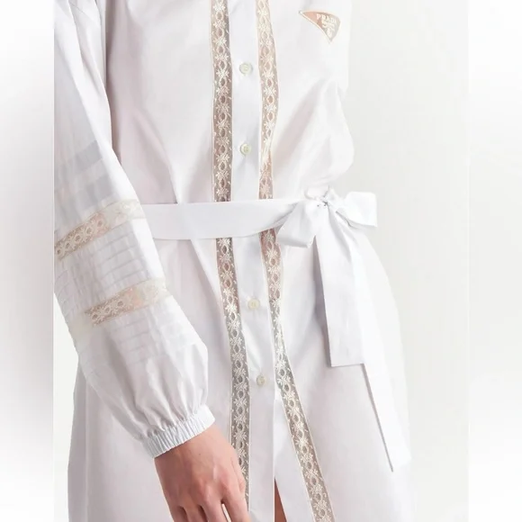 Prada White Long Sleeve triangle logo Shirtdress coverup tie dress - Picture 5 of 6